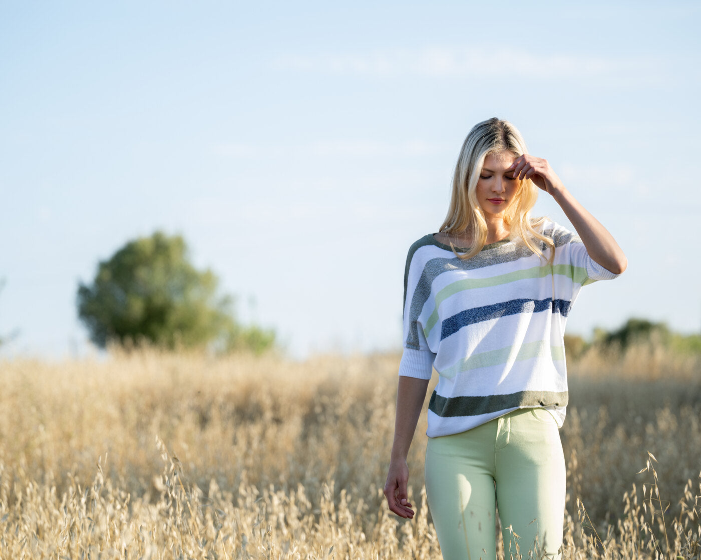 Stripe Short Sleeve Jumper