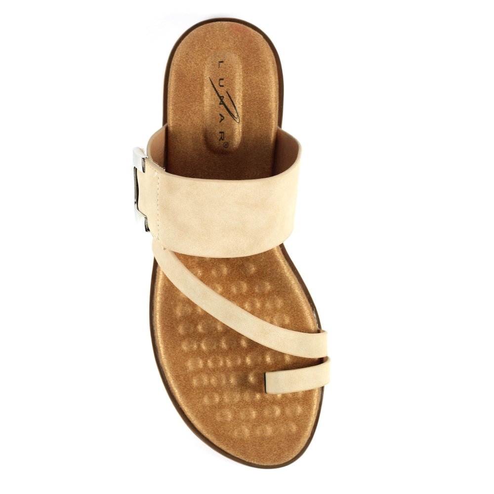 Ellis Beige Toe Loop Sandals