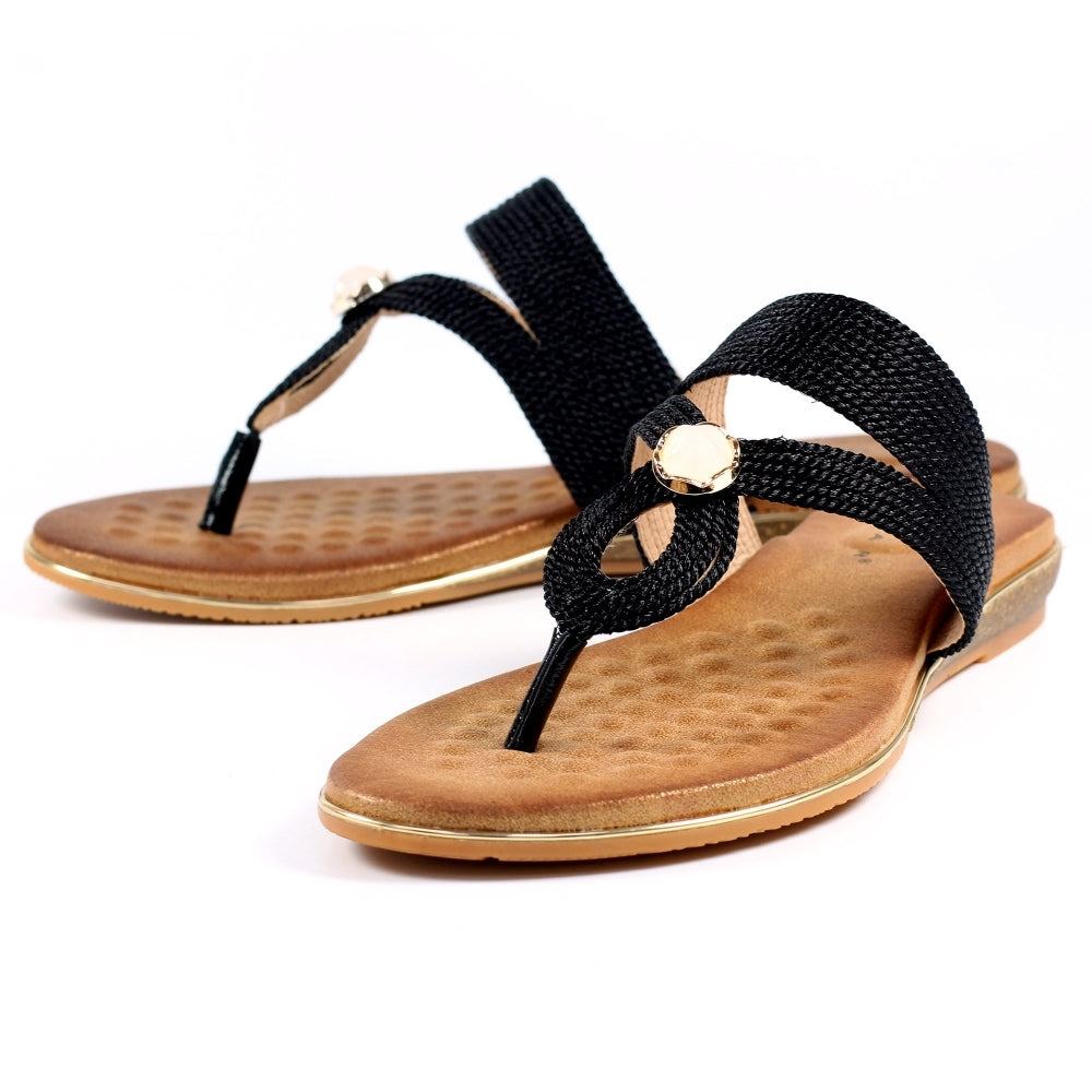 Ezra Black Toe Post Sandals