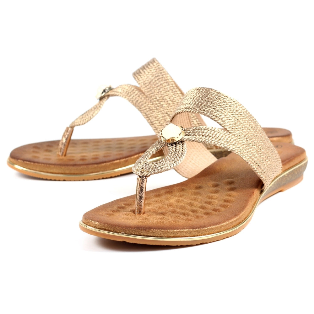Ezra Rose Gold Toe Post Sandals