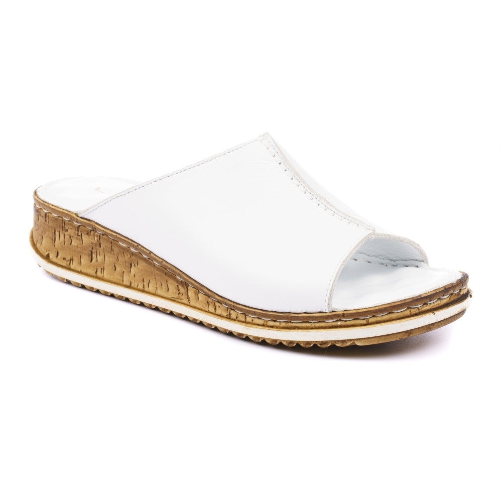 Harmony White Leather Mule Sandals - Main Image