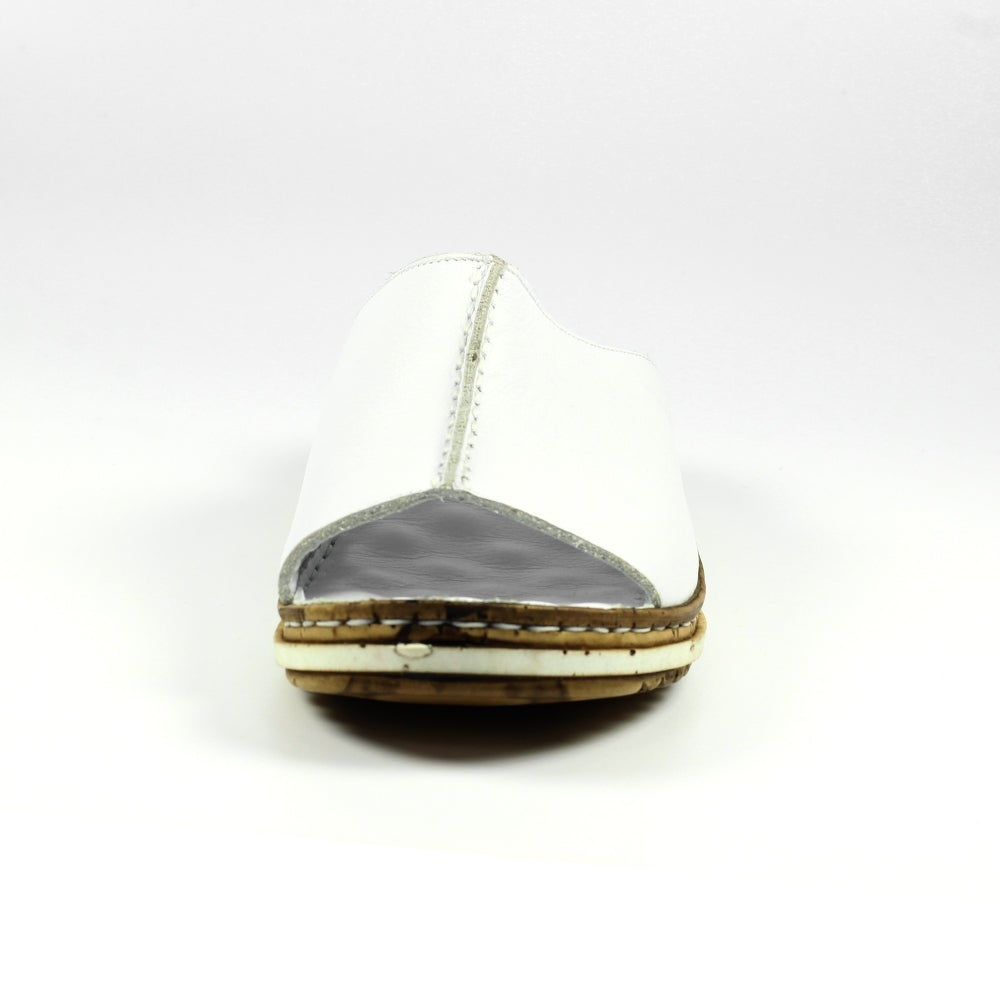 Harmony White Leather Mule Sandals