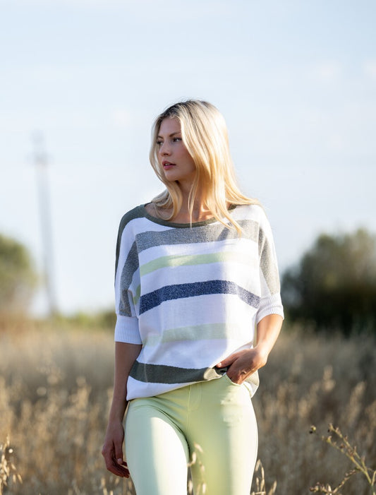 Stripe Short Sleeve Jumper