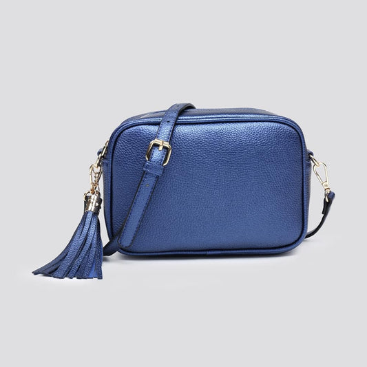 Crossbody Box Bag in Metalic Blue