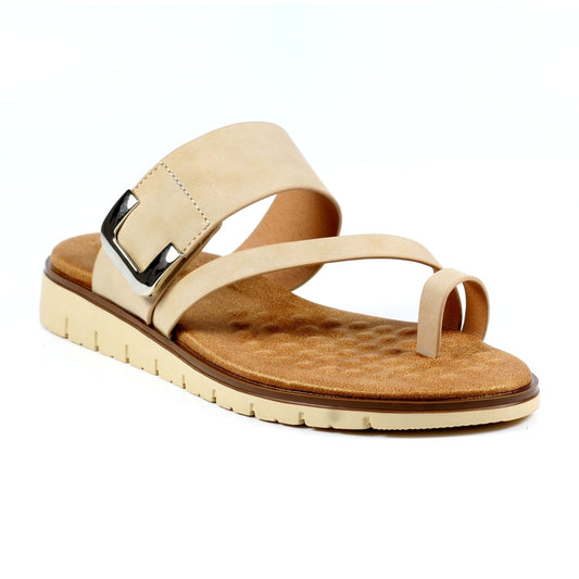 Ellis Beige Toe Loop Sandals