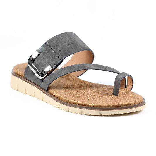 Ellis Grey Toe Loop Sandals