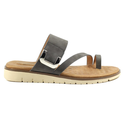 Ellis Grey Toe Loop Sandals