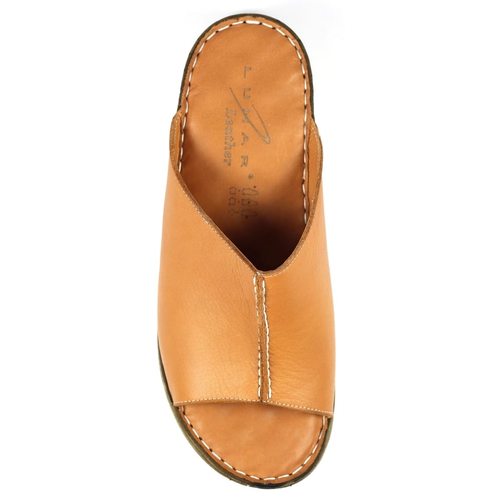 Harmony Tan Leather Mule Sandals