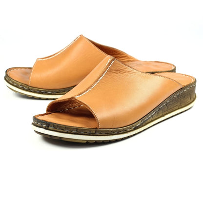 Harmony Tan Leather Mule Sandals