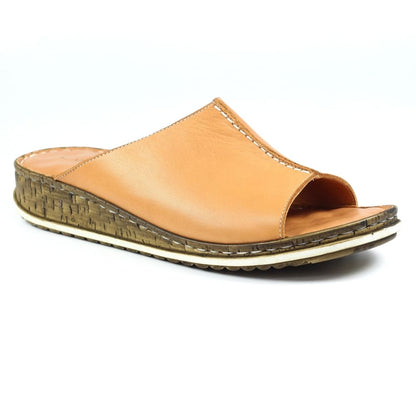 Harmony Tan Leather Mule Sandals