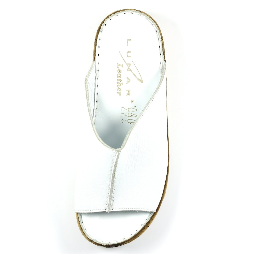 Harmony White Leather Mule Sandals