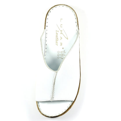 Harmony White Leather Mule Sandals