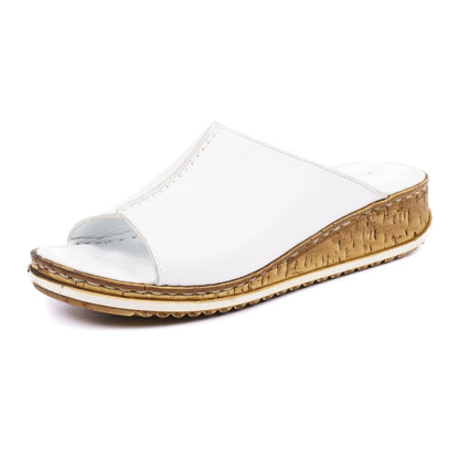 Harmony White Leather Mule Sandals