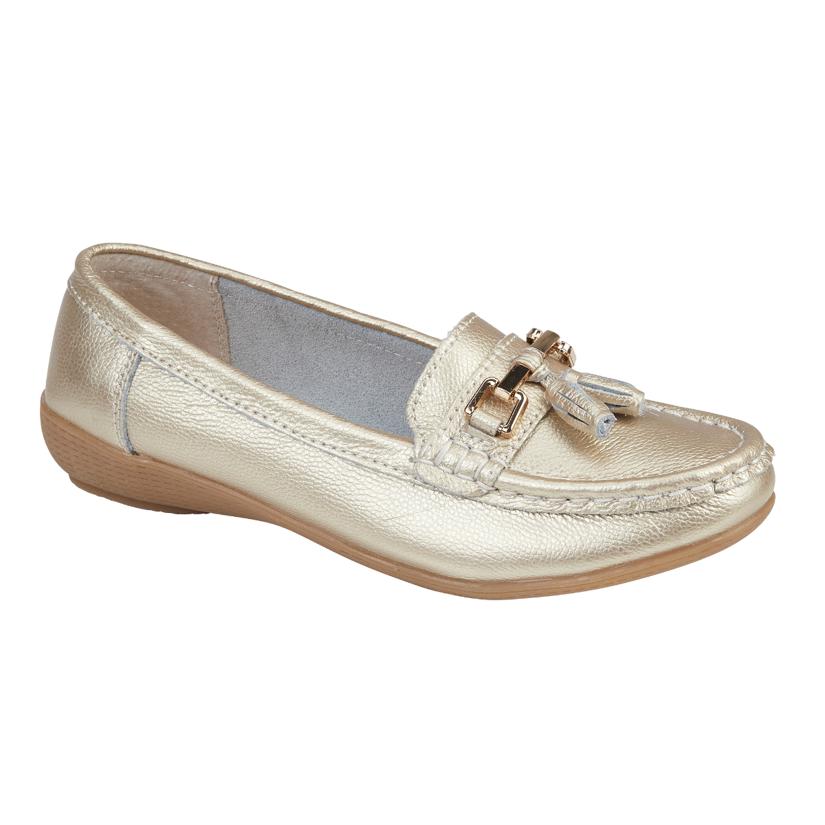 Nautical Leather Loafer Gold
