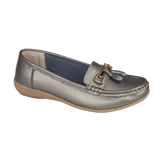 Nautical Leather Loafer Gunmetal