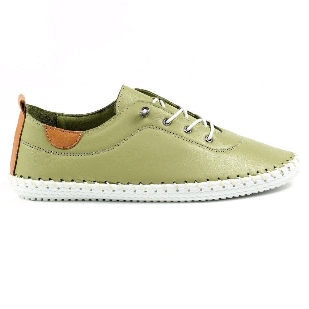 St Ives Leather Pumps Khaki