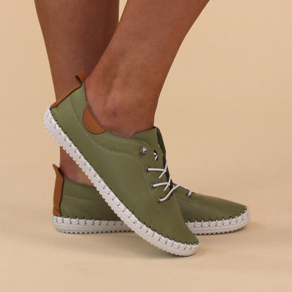St Ives Leather Pumps Khaki