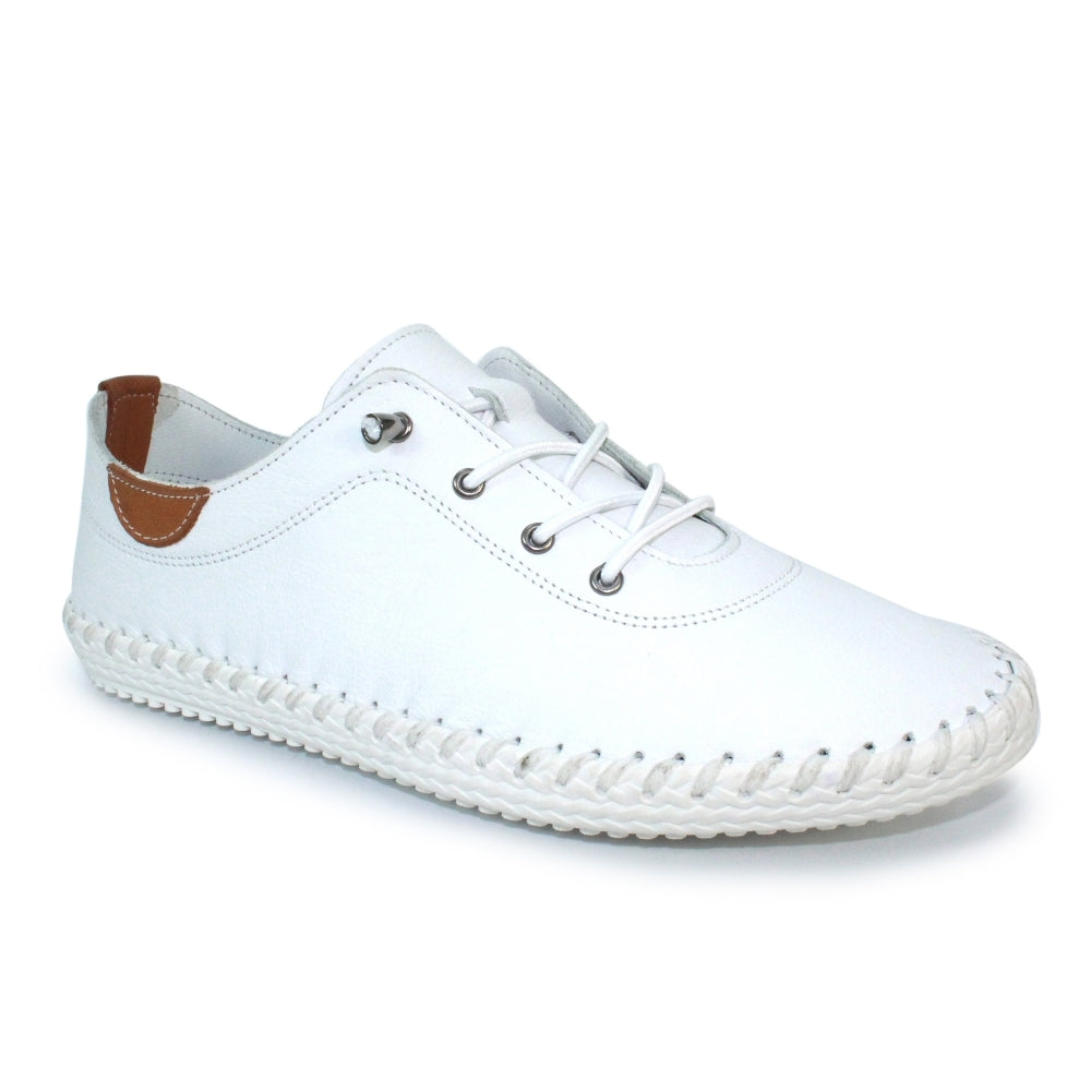 St Ives Leather Pumps White