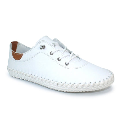 St Ives Leather Pumps White
