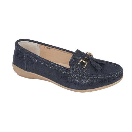 Tahiti Shimmer Suede Loafer Navy